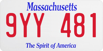 MA license plate 9YY481
