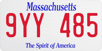 MA license plate 9YY485