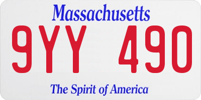 MA license plate 9YY490