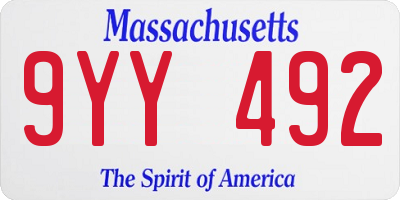 MA license plate 9YY492
