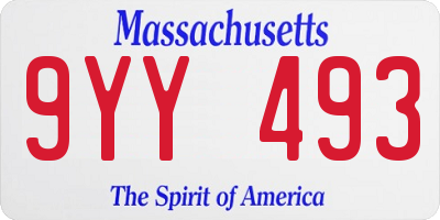 MA license plate 9YY493