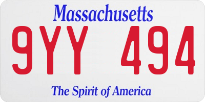 MA license plate 9YY494