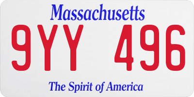 MA license plate 9YY496