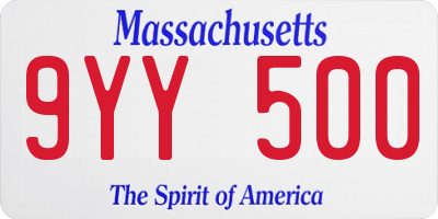 MA license plate 9YY500