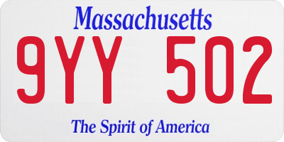 MA license plate 9YY502