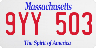MA license plate 9YY503