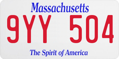 MA license plate 9YY504
