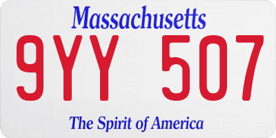MA license plate 9YY507