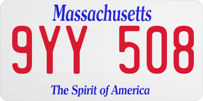 MA license plate 9YY508