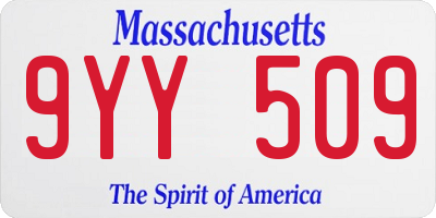 MA license plate 9YY509