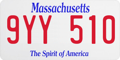 MA license plate 9YY510