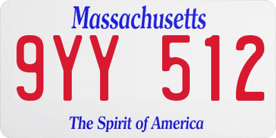MA license plate 9YY512