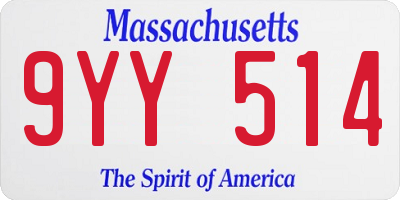 MA license plate 9YY514