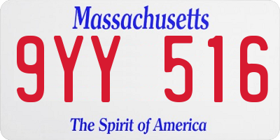 MA license plate 9YY516