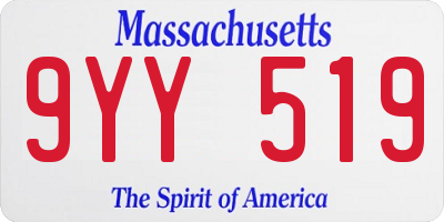 MA license plate 9YY519