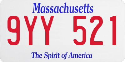 MA license plate 9YY521