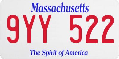 MA license plate 9YY522