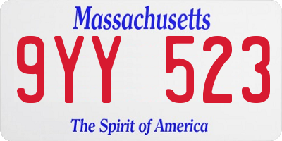 MA license plate 9YY523