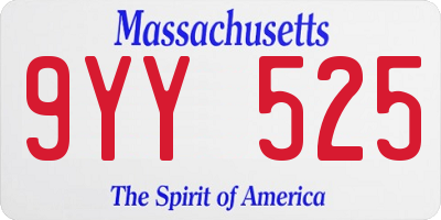 MA license plate 9YY525