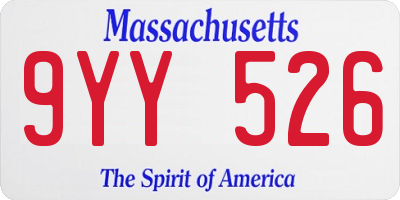 MA license plate 9YY526