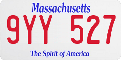 MA license plate 9YY527