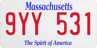 MA license plate 9YY531
