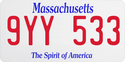 MA license plate 9YY533