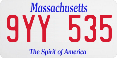 MA license plate 9YY535