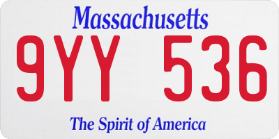 MA license plate 9YY536