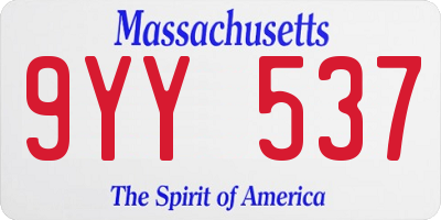 MA license plate 9YY537