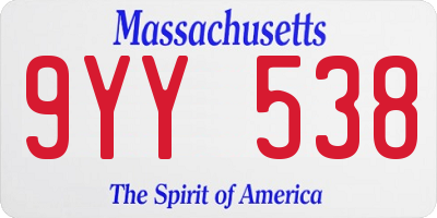 MA license plate 9YY538
