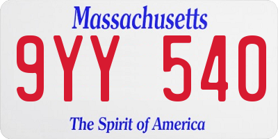 MA license plate 9YY540