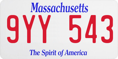 MA license plate 9YY543