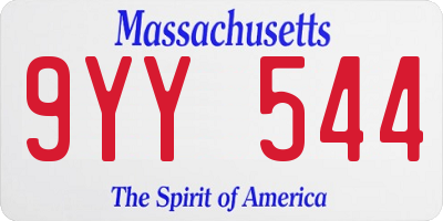 MA license plate 9YY544