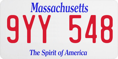 MA license plate 9YY548