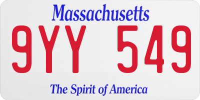 MA license plate 9YY549