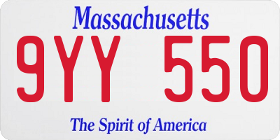 MA license plate 9YY550