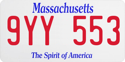 MA license plate 9YY553