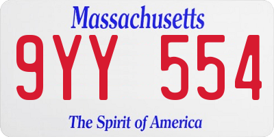 MA license plate 9YY554