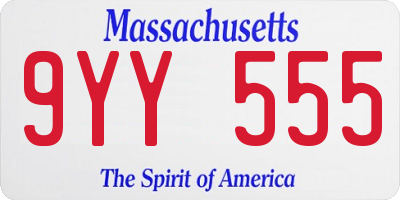 MA license plate 9YY555