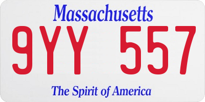 MA license plate 9YY557