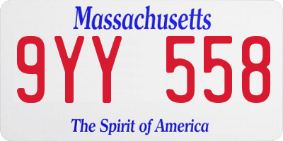 MA license plate 9YY558