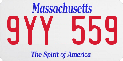 MA license plate 9YY559