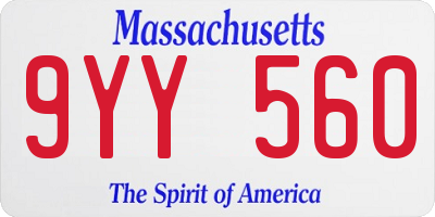MA license plate 9YY560