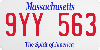 MA license plate 9YY563