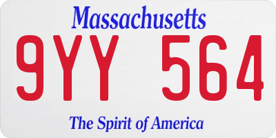 MA license plate 9YY564