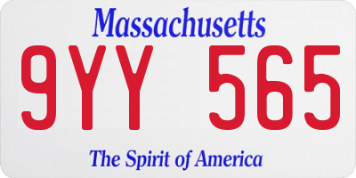 MA license plate 9YY565