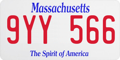 MA license plate 9YY566