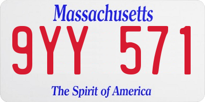 MA license plate 9YY571
