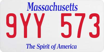 MA license plate 9YY573